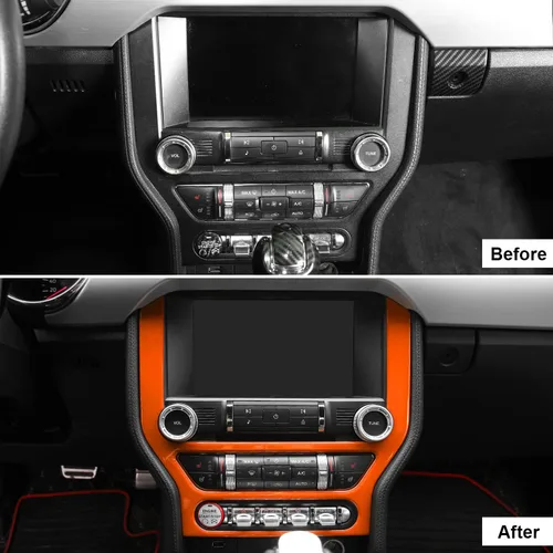 Vista 2 de CheroCar para Ford Mustang - Cubierta de Marco de Pantalla de Navegación para Consola Central, Decoración Interior Compatible con Ford Mustang