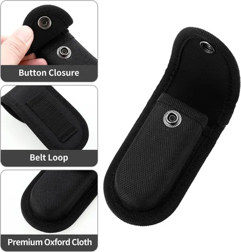 Vista 3 de Funda de nailon para cuchillos de bolsillo, bolsa multiherramienta de 4 pulgadas, funda plegable para cinturón de cuchillo con cierre a presión