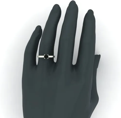 Vista 2 de Anillo de compromiso de diamante negro de corte redondo, oro de 14 quilates, 23 quilates
