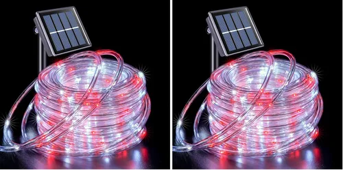 Vista 21 de JMEXSUSS 2 * 200 luces LED rosas solares tipo cuerda, 66 pies IP65 impermeables, luces solares de cadena para exteriores, 8 modos de luces navideñas