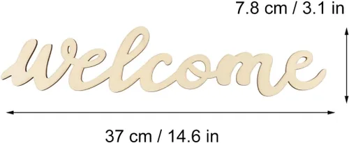 Vista 7 de NUOBESTY Letrero de bienvenida de madera, letra de madera sin terminar para manualidades, pintura, decoración de pared, letrero de puerta delantera
