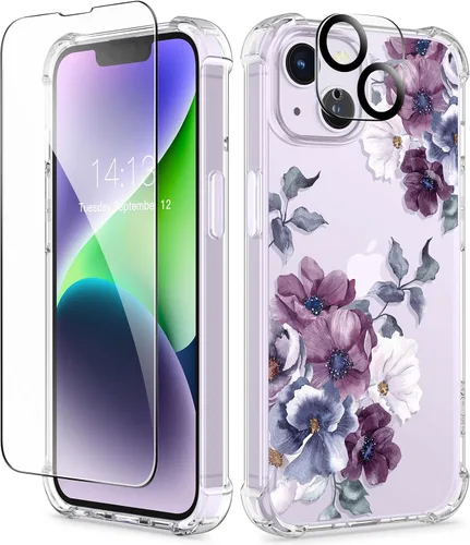 Vista 31 de GVIEWIN - Funda para iPhone 11 con protector de pantalla + protector de lente de cámara, cubierta protectora transparente suave de poliuretano