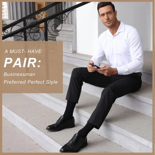 Vista 2 de SDONY Zapatos para hombre, zapatos clásicos de vestir de negocios, cómodos zapatos formales de boda, zapatos Oxford de trabajo antideslizantes a
