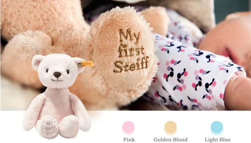 Vista 4 de Steiff Hecho a mano desde 1880 - Peluche de primera calidad My First Classic - Oso de peluche de 10 pulgadas Rosa