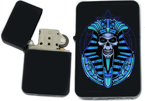 Vista 38 de Faraón, egipcio, tutankamón, cleopatra, ojo de Horus, pirámides-Ankh, leona-diosa única coleccionable s Infinity negro mate encendedores a prueba