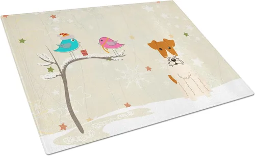 Vista 32 de Caroline's Treasures BB2513LCB - Tabla de cortar de vidrio con texto en inglés "Christmas Presents between Friends" Airedale Terrier - Tabla