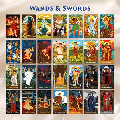 Vista 8 de Wyspell - Cartas de tarot con libro guía - Baraja de tarot del panteón - Diseño único