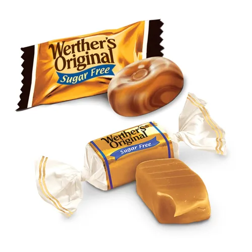 Vista 2 de Needzo Werther's Original - Paquete de caramelos masticables sin azúcar y caramelo de chocolate, bolsa compartible con caramelos envueltos