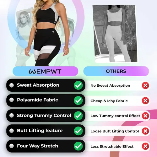 Vista 4 de Traje de entrenamiento para mujer de 2 piezas Leggings de cintura alta con textura acanalada sin costuras Conjuntos de yoga y entrenamiento