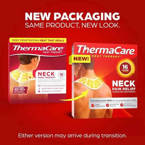 Vista 8 de ThermaCare Envolturas térmicas para aliviar el dolor de cuello y hombros, almohadillas térmicas adhesivas portátiles con calor terapéutico de 16