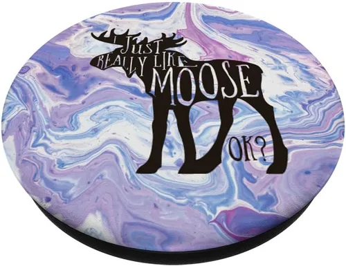 Vista 2 de Moose Popsocket azul blanco morado mármol camping regalos – PopSockets agarre y soporte para teléfonos y tabletas