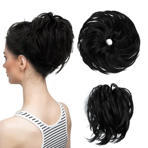 Vista 38 de Extensiones de cabello rizado con cola de caballo, cabello sintético con coleta recta, coleteros para mujer, rubio ceniza/rubio playa