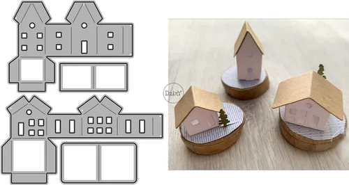 Vista 24 de DzIxY Casas Troqueles de corte de metal para kit de fabricación de tarjetas, troquelados de papel en relieve, plantillas de máquina de álbumes
