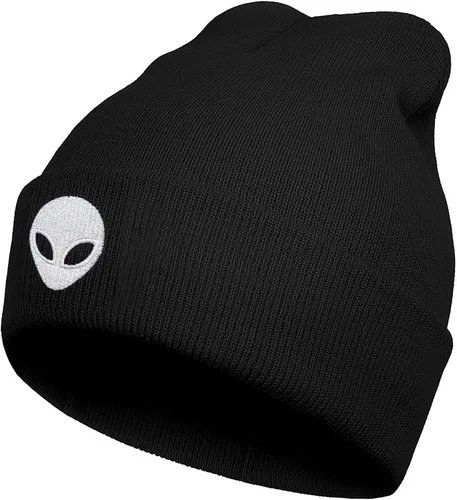 Vista 10 de Gorro suave y holgado, gorro de punto cálido para invierno para hombres y mujeres Verde (Green Alien)