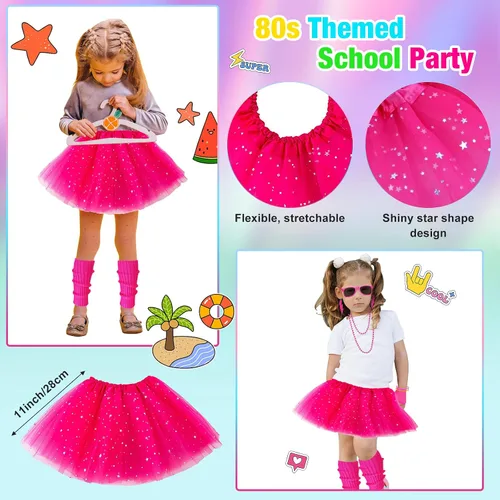 Vista 3 de TraLxwee Traje de los años 80 para niños, disfraces de los años 80, accesorios para niños, trajes de los años 80 para niñas, cosplay, fiesta retro