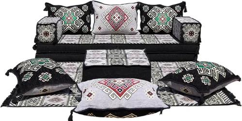 Vista 30 de arabicsofa Juego de sofá de piso árabe esquinero en forma de L - Asiento Majlis marroquí para sala de estar