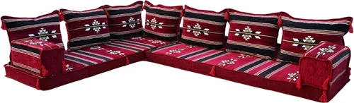 Vista 17 de Sofá de piso modular hecho a mano arabicsofa – Asiento oriental Majlis con cojines de respaldo