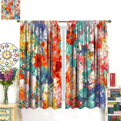 Vista 230 de Cortinas opacas con estampado de flores de cachemira, estampado de cachemira sobre fondo blanco, para decoración del hogar, cocina, restaurante