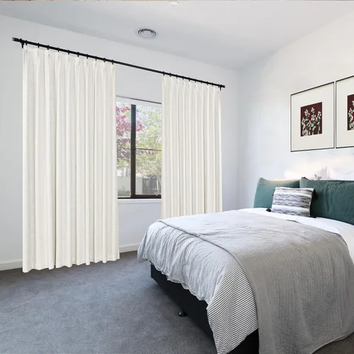 Vista 9 de Frelement Cortinas opacas completas de lino sintético con forro opaco para dormitorio, cortinas plisadas para barra transversal para puerta de sala