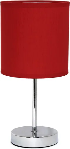 Vista 32 de Simple Designs LT2007-HPK-LB Lámpara de mesa básica cromada para sala de estar, mesita de noche, escritorio, encimera, rosa intenso, con bombilla
