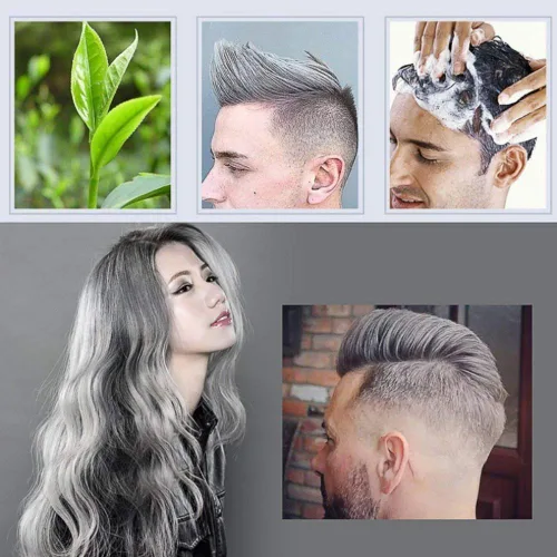 Vista 6 de NYKKOLA Cera unisex para el cabello, tinte de color crema para peinar, pomada de peinado natural, lavable temporal, fiesta cosplay (gris mate ceniza)