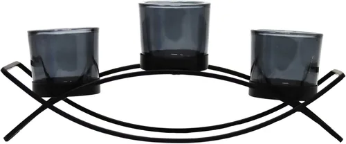 Vista 3 de Seraphic - Porta velas arqueado de hierro para decoración de centro de mesa con portavelas largo para bodas, patio, cocina, comedor y mesas de café