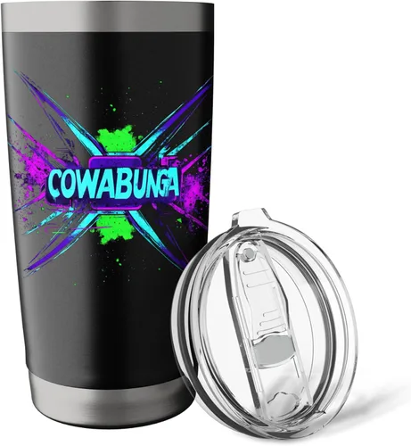 Vista 5 de Cowabunga Retro 80s 90s Nostalgia Slang Grunge Art - Vaso aislado de acero inoxidable