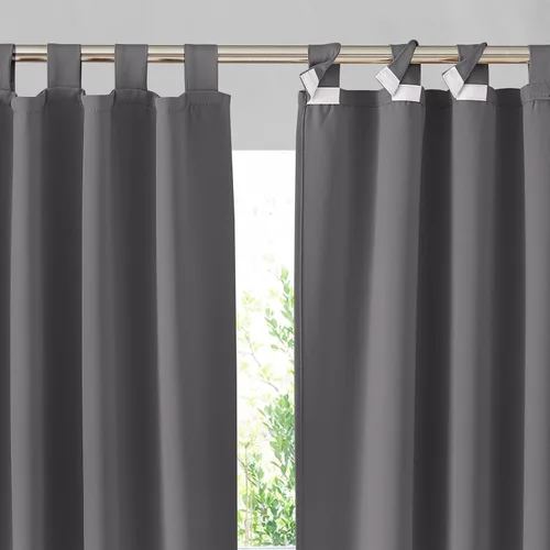 Vista 35 de RYB HOME Cortinas para Exteriores para Patio - 2 Paneles Cortinas para Exteriores Desmontables con Parte Superior Adhesiva Impermeables Opacas