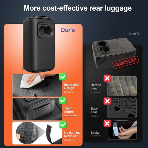 Vista 4 de Reposabrazos universal para automóvil de dos filas con caja de consola y portavasos para asiento trasero, reposabrazos de segunda fila