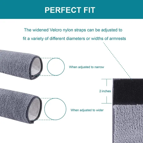 Vista 4 de 2 piezas de fundas para reposabrazos de silla de ruedas - Tiras autoadhesivas ensanchadas cómodas y protectoras para sillas de ruedas, sillas
