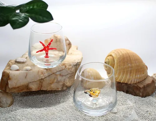 Vista 5 de Taza de vidrio 3D con bonita figura de animal en el interior, figura de cangrejo de vidrio soplado a mano en el interior, vaso sin tallo para vino