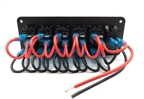 Vista 5 de Panel de 5 interruptores basculantes de aluminio EAYBOMC con cargador rápido de 4.8 amperios estilo basculante USB dual con voltímetro LED