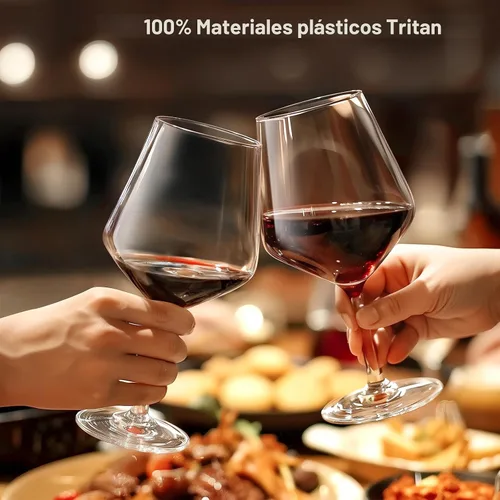 Vista 3 de Hlukana Juego de 6 copas de vino irrompibles de plástico de 16 onzas con tallo, sin BPA, copas de vino reutilizables para piscina, al aire libre