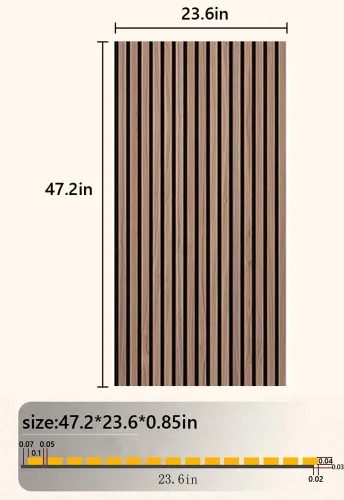 Vista 2 de Paneles acústicos de pared acústicos, paneles grandes insonorizados, panel de absorción de sonido acanalado 3D con acabado de madera, tratamiento