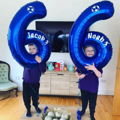 Vista 5 de Globos de número 0 azul marino, 40 pulgadas, globos de cumpleaños grandes de papel aluminio brillante azul oscuro, globos digitales de número