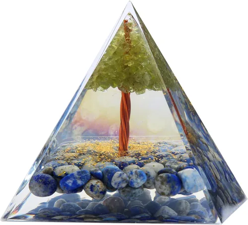 Vista 16 de Pirámide de orgón – Fuente de energía positiva para meditación, alivio del estrés, atracción de riqueza Pirámide de cristal Orgonita con cristales