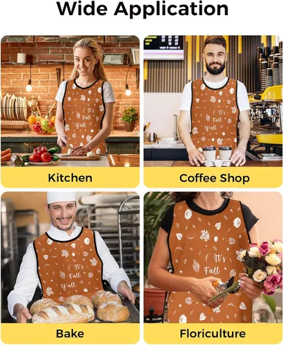 Vista 6 de Spring Flower Cobbler Aprons with 2 Pockets for Women Men, Modern Colorful Abstract Floral Plants