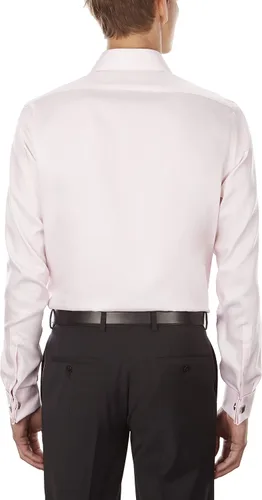 Vista 4 de Calvin Klein Camisa de vestir para hombre, ajuste delgado, sin planchar, puño francés sólido