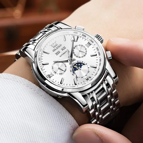 Vista 46 de OLEVS Relojes automáticos para hombre, esqueleto mecánico, de lujo, a la moda, reloj de pulsera luminoso impermeable
