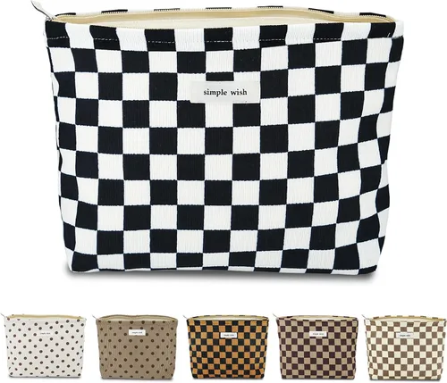 Vista 23 de Sminra Bolsa de Maquillaje Bolsa de Cosméticos Bolsa de Aseo de Lona Preppy para Mujeres Linda Bolsa con Cremallera Organizador Accesorios de Viaje