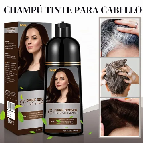 Vista 2 de Ivnil Champú de tinte de cabello castaño oscuro para cobertura de cabello