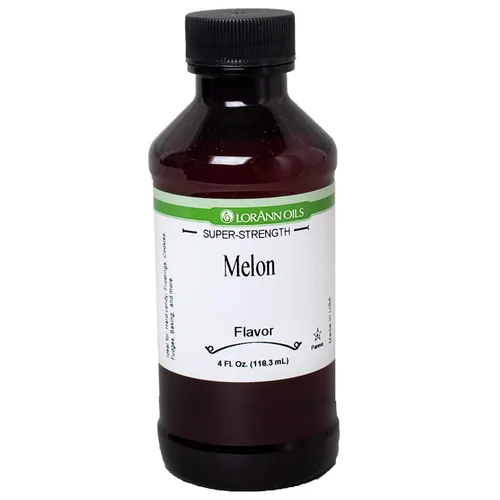Vista 2 de LorAnn Melon SS Flavor, botella de 4 onzas, incluye un cuentagotas de vidrio roscado