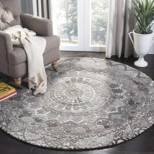 Vista 21 de SAFAVIEH Marquee Collection - Alfombra decorativa, 2 x 3 pies, beige y marfil, lana de medallón de mandala hecha a mano, ideal para zonas de alto
