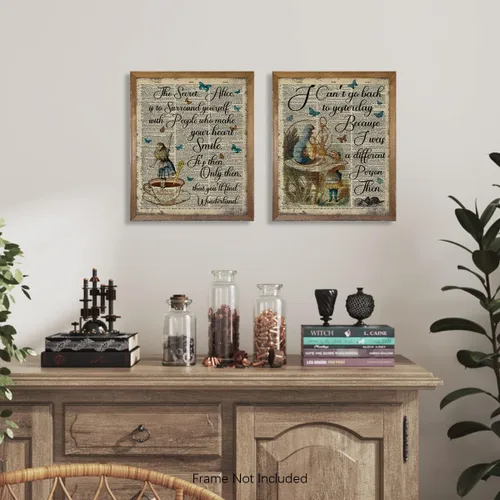 Vista 5 de Decoración de pared de Alicia en el país de las maravillas - Póster con citas inspiradoras de Alicia, impresión para decorar la habitación, regalo