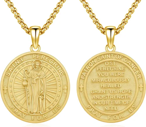 Vista 115 de 925 Sterling Silver Patron Saint Amulet Necklace for Men Women plateado