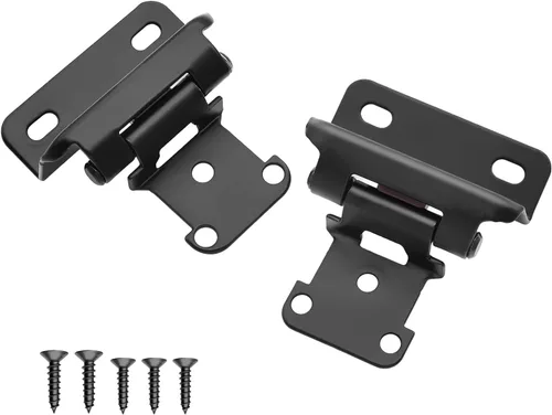 Vista 7 de Bisagras para puertas de gabinete de cocina de 3/8 pulgadas, paquete de 4 pares de bisagras de gabinete semiocultas negras, bisagras de puerta