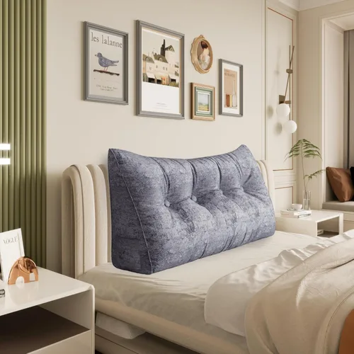 Vista 89 de Almohada de cabecera gruesa totalmente rellena tamaño Queen, cabecera acolchada suave y firme, soporte grande, triangular, almohada de cuña