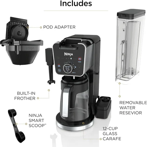 Vista 10 de Ninja Cafetera de goteo con combo K Cup, sistema de café especial DualBrew Pro, máquina de café compatible con cápsulas K-Cup, cafetera de servicio