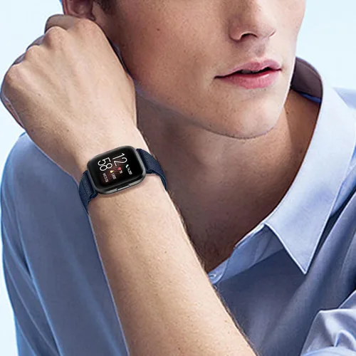 Vista 5 de Paquete de 5 bandas compatibles con Fitbit Versa 2 para mujeres/Versa Lite/SE, suave banda de nylon trenzada ajustable para un solo bucle