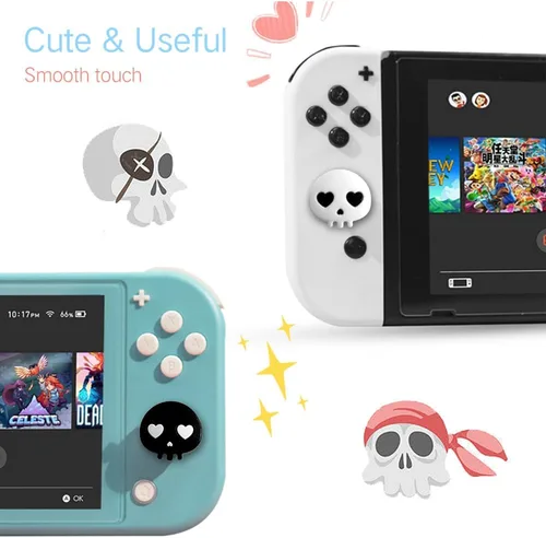 Vista 2 de PERFECTSIGHT Empuñaduras para el pulgar, bonitas tapas de Halloween para Nintendo SwitchSwitch LiteSwitch OLED, 4 piezas de cubierta de botón